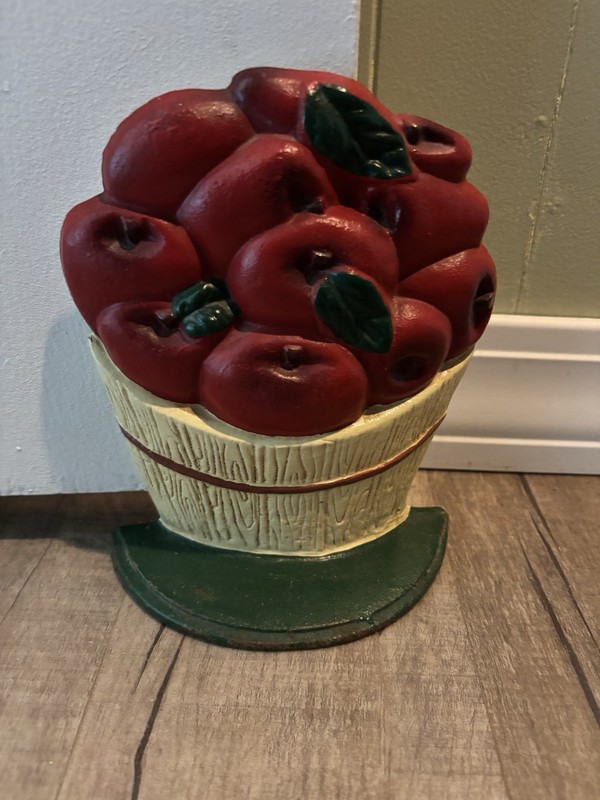 Vintage Cast Iron Apple Basket Door Stop