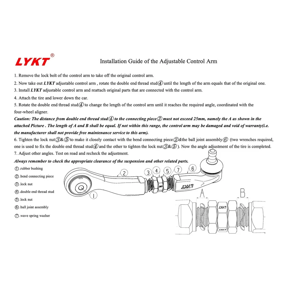 LYKT 4pcs Adjustable Front Camber Kit for Audi A4/6/8、S4/6/8、RS4/6、VW Passat - Image 3 of 4