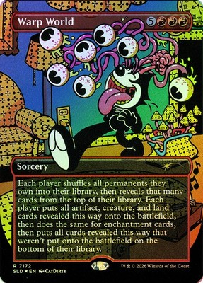 MTG  FOIL Warp World (Felix the Cat) Borderless - Secret Lair Drop #7172