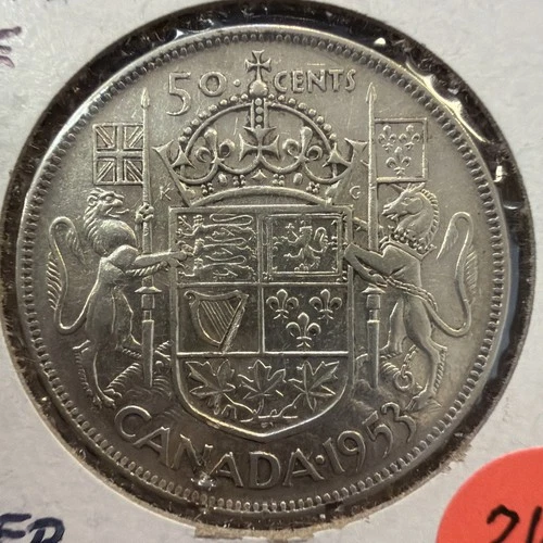 1953 Large Date Canada 50 Cents   G022