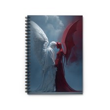 Angel and Demon Facing Each Other Spiral Notebook  Ruled Journal