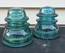 SET OF 2 Vintage Aqua Glass insulators. Hemingway-42 Made In USA