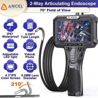 ANCEL AN301 210° Articulating Inspect Camera, 1080P HD Borescope Flexible Probe