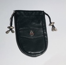 Vtg Toshiba Senior Classic Golf Tournament Black Leather Pouch Bag Cinch Close