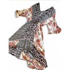 Patchwork Floral Animal Print Ruffle Dress