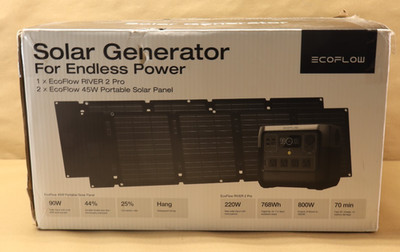 EcoFlow RIVER 2 Pro Portable Power Station w/ 2 45W Type-C Solar Panels. EFR620