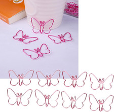 50PCS Cute Butterfly Paper Clips, Pink Metal Paperclips for Bookmarks, School, O