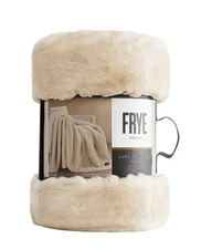 FRYE Luxe Faux Fur Throw Plush 60" x 70" Cream Silky Soft Feel Polyester New