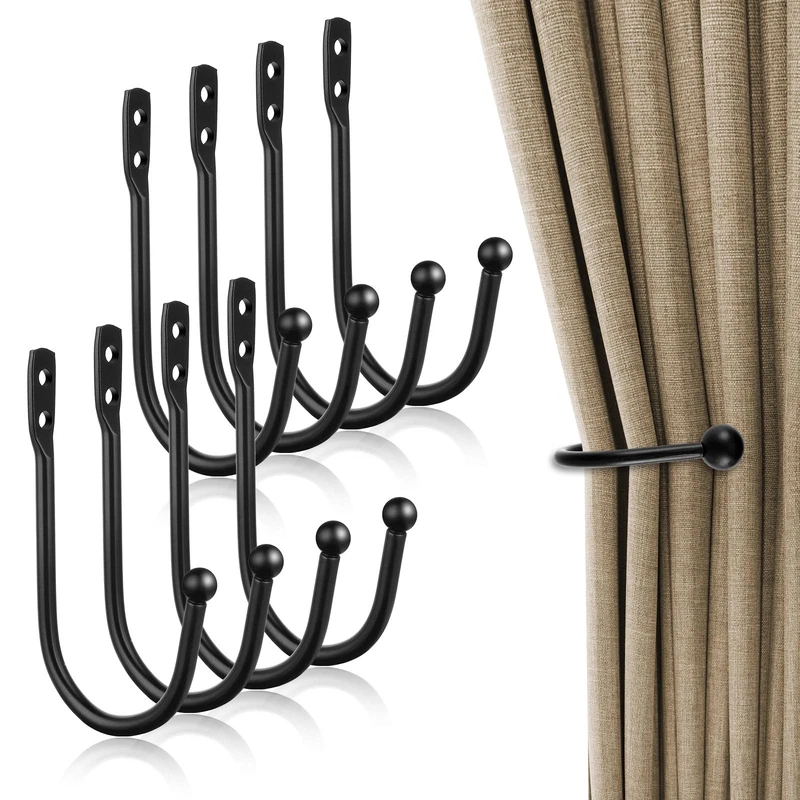 8 Pcs Curtain Holdbacks, Curtain Tiebacks, Curtains Wall Hooks