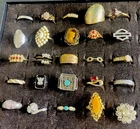 VTG Lot 25 Costume Jewelry Rings Gold Silver Tone Gems 1-925 2-Sarah COV  1-Avon