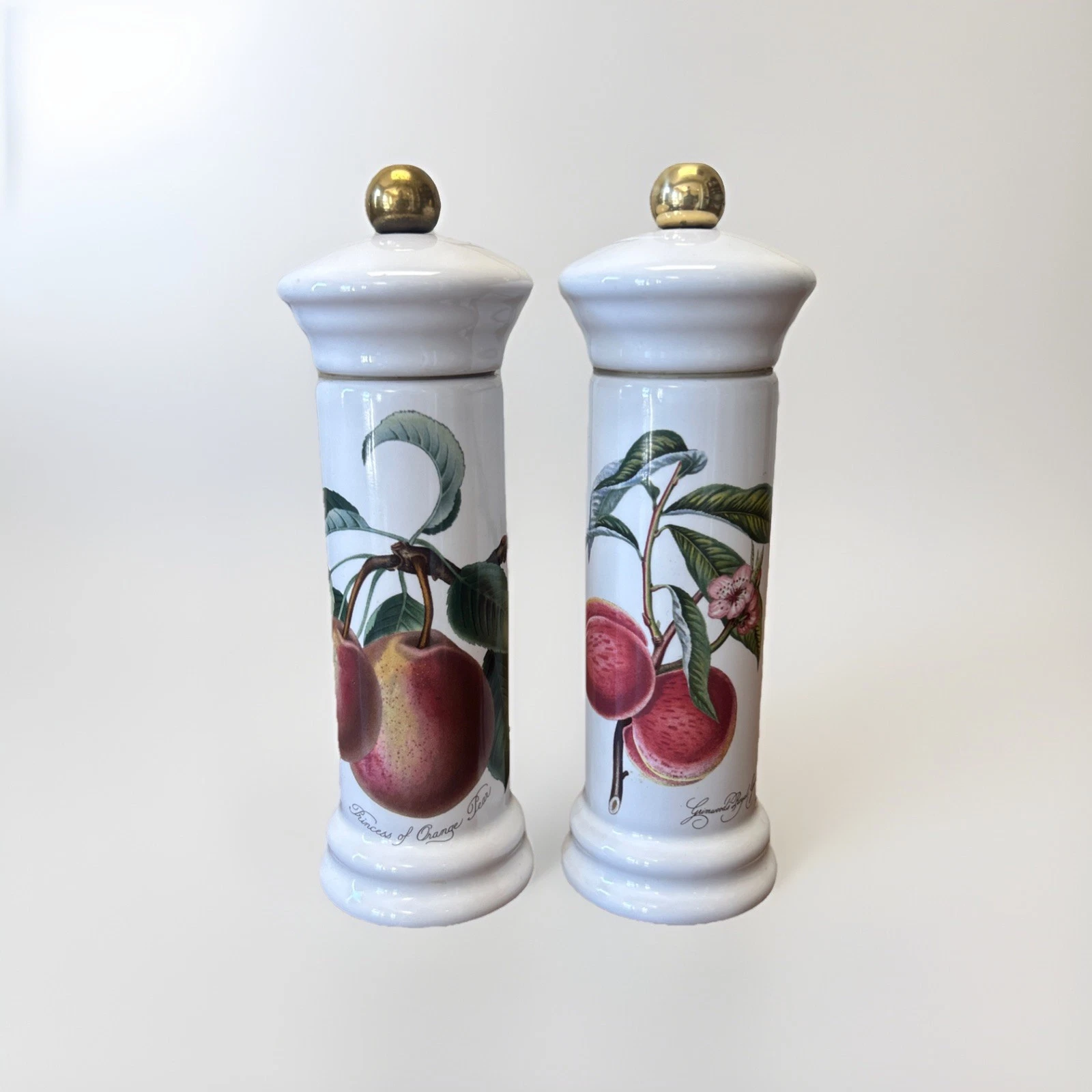 Portmeirion Pomona Botanic 7" Salt & Pepper Mill Grinder Set Pear Peach