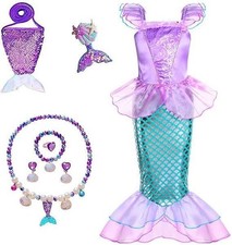Little Girls Princess Mermaid Costume for Girls Dress Up with Accessory for C...