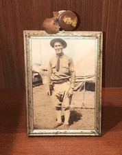 WW1 US Vintage Framed Color Tinted Photo of Soldier 5X7 With Pin