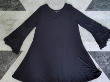 Cocktail Lane Bryant Black Dress Midi Length Flared Lace Sleeves Witch 18/20