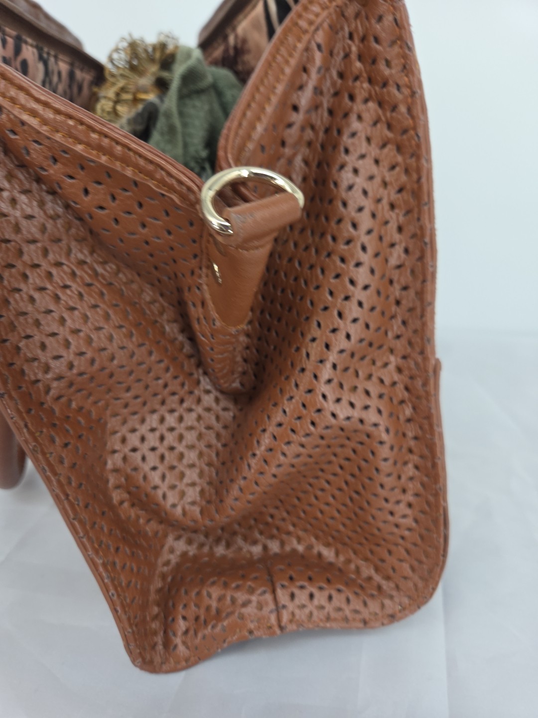 Sharif Studio Leather Handbag Patchwork Snake Pri… - image 4