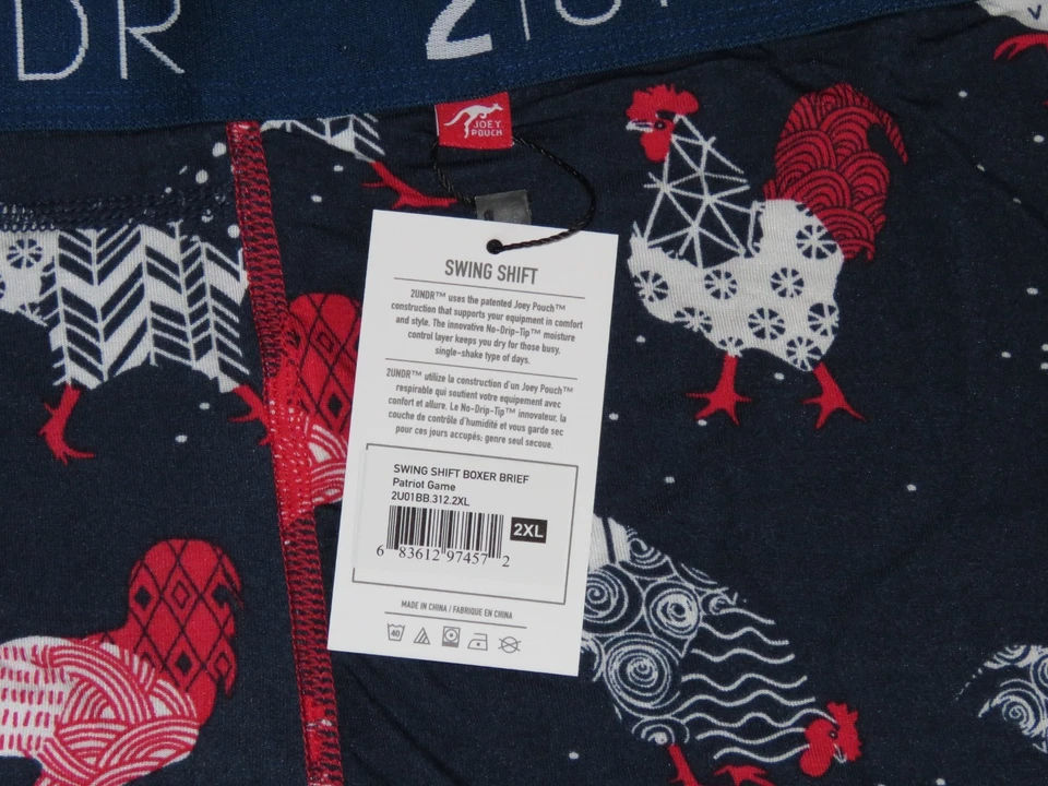 Calzoncillos Boxer 2UNDR Para Hombres Swing Shift Talla 2XL Gallos "JUEGO PATRIOTA" Novedad Nuevos con Etiquetas Foto 2 de 4