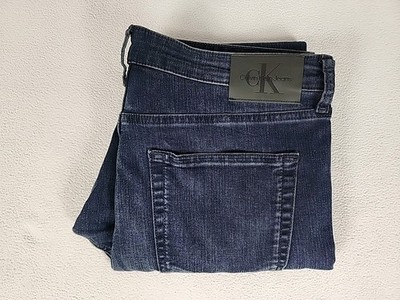 Calvin Klein Boston Blue Skinny Tapered Leg Denim Jeans 36X30 Men's Dark Stretch