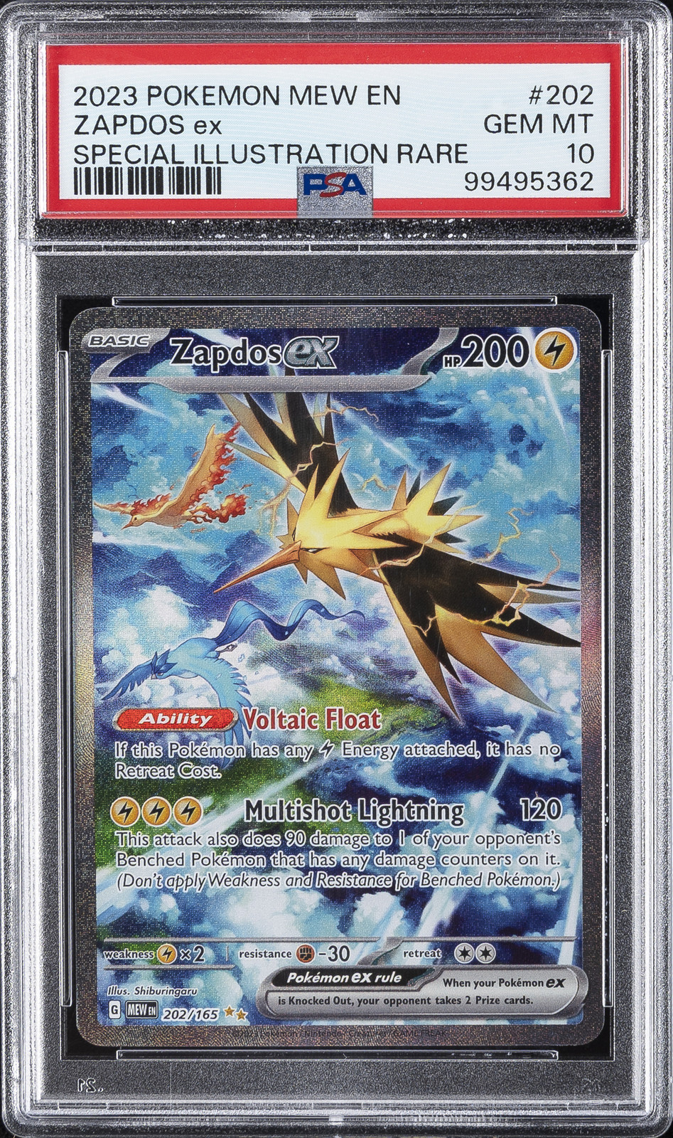 2023 POKEMON MEW EN-151 SPECIAL ILLUSTRATION RARE #202 ZAPDOS EX PSA 10 - Main Image