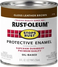Stops Rust Brush-On Paint, Half Pint 8 Fl Oz, Gloss Leather Brown, 1 Pack