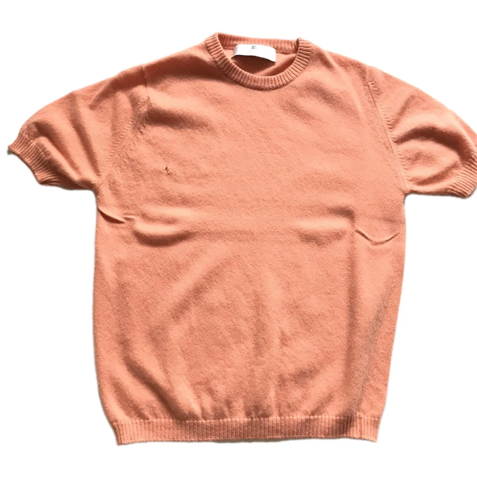 BALLANTYNE Womens Sweater Pullover Cashmere Light Orange Sz 2 Scotland-Defect - Image 2 of 4