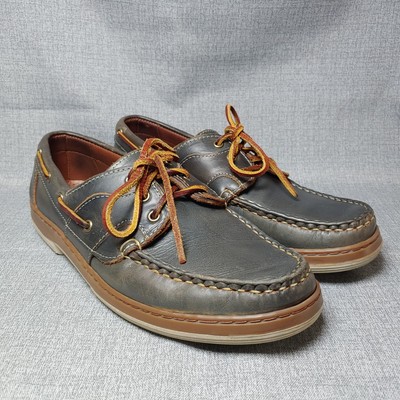 ALLEN EDMONDS Eastport Gray/Green Leather Boat Shoes 8D  display picture 1