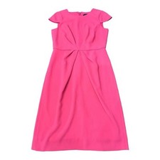 J.Crew Pleated Sheath Dress Bright Pink Lined Crepe Back Slit Women’s Size 6