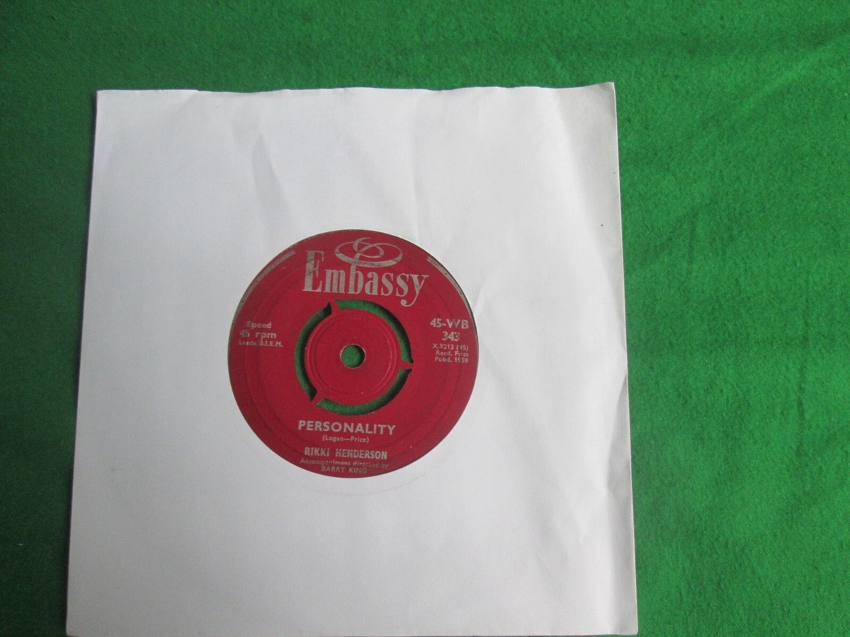 RIKKI HENDERSON - A TEENAGER IN LOVE - EMBASSY 45-WB 343 1959 - 7 VINYL  SINGLE | eBay