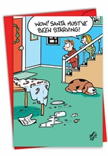 Funny 5"x7" Greeting Card w/ Envelope Merry Christmas Holiday Starving Santa