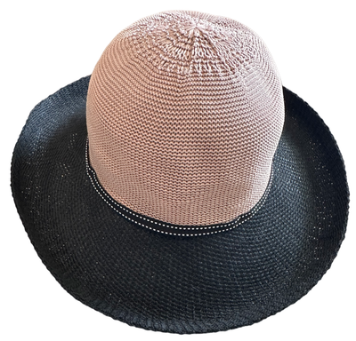 Wallaroo Hat Company Victoria Two-Tone Wide-Brim Beach Sun Hat Black/Tan  Ribbon