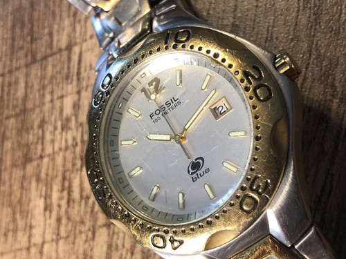 Fossil Watch 100 Meters Men's Quartz All Stainless Luminous Hands New Battery - Picture 13 of 16