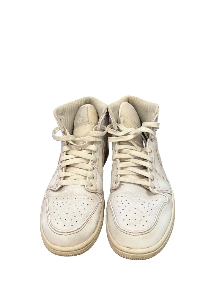 耐克 AIR JORDAN 1 Mid Triple White 男式 9 皮革 554724-109 2018 运动鞋 — 第 2/4 张图片