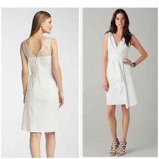 Rachel Roy Wrap Drape Dress Natural 12 Cotton shift white bridal wedding…