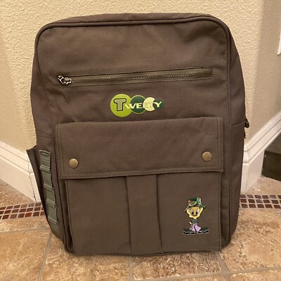 NWT~Vintage LOONEY TUNES Tweety 1999 Green Backpack 15” X 11  display picture 1