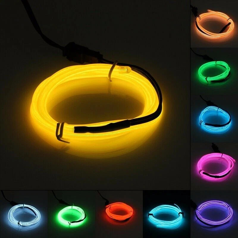 Flexible 1M 2M LED Neon Light Glow EL Wire Strip tube Rope Home Car Decor NEW - Image 4 of 4