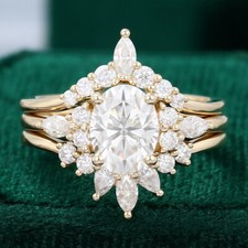 Oval cut Moissanite engagement rose gold Vermeil vintage Unique wedding ring