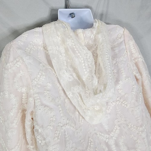 DAVE & BELLA Fine Collection Size 7Y White Lace Overlay Pink Hooded Windbreaker - Picture 4 of 10