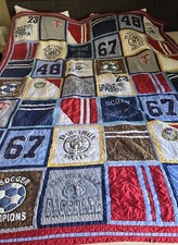 Pottery Barn Kids Twin Baseball Soccer Team Comforter 69 86 Quilt Blanket Blue