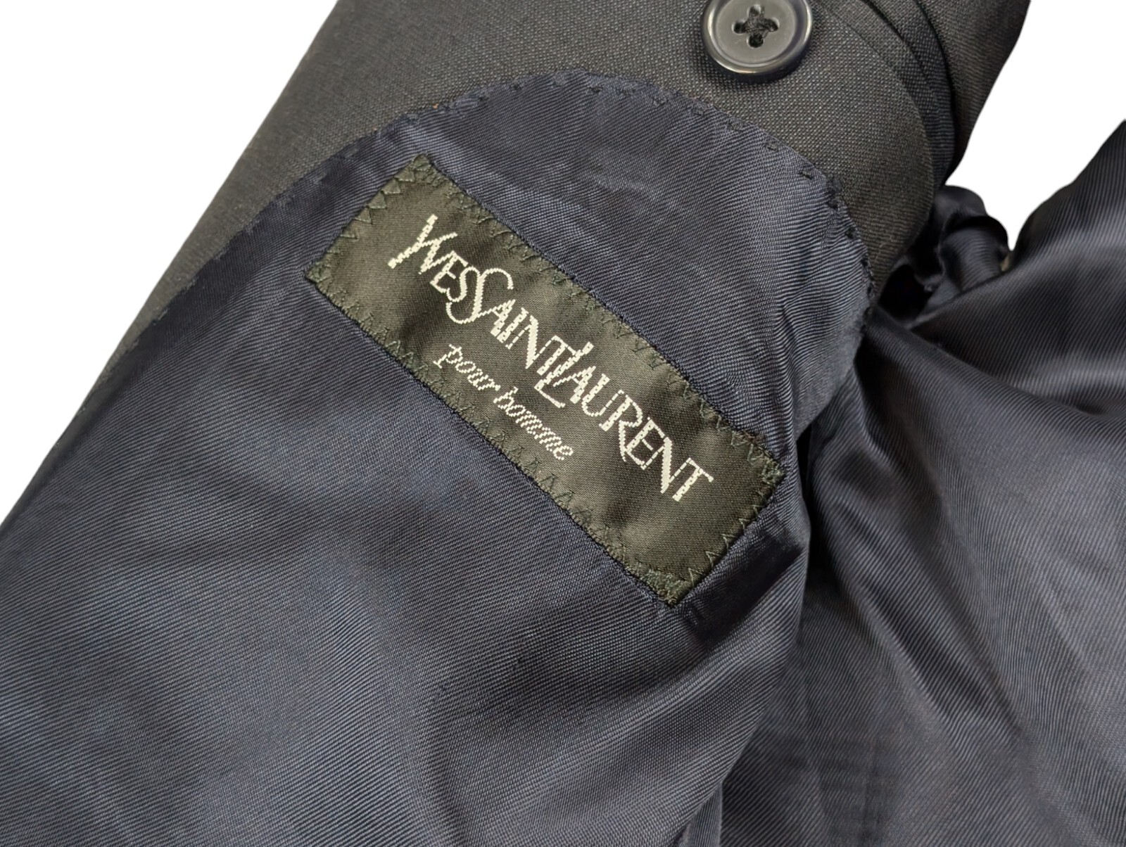 Giacca Blazer Yves Saint Laurent Uomo 42R Super 120s Lana Petto Singolo Navy