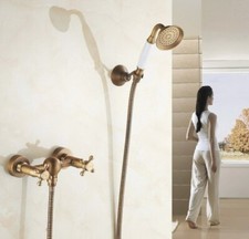 Antique Brass Wall Mounted Bathroom Hand-held Shower Faucet Mixer Tap 2tf300