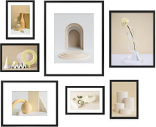 , Aluminum Picture Frames Set of 7 - Black Gallery Wall Kit - Displays One 11X14