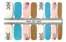Easter Bunny Sparkle Nail Polish Strips / Nail Wraps / Nail Stickers