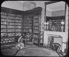 RARE Glass Magic Lantern Slide THE LIBRARY BALMORAL CASTLE C1890 PHOTO SCOTLAND