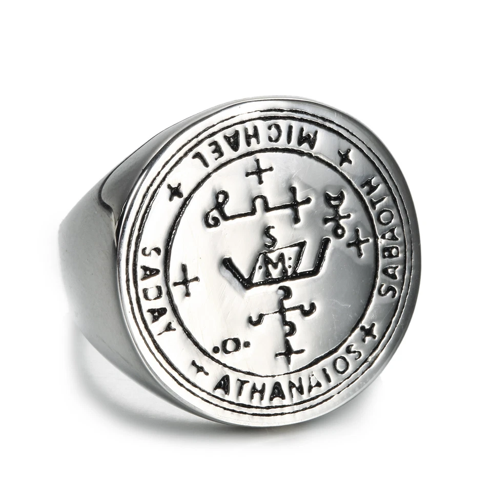 Solomon Sabaoth Michael Cross Amulet Ring Stainless Steel Men Women Lucky Ring - Image 2 of 4