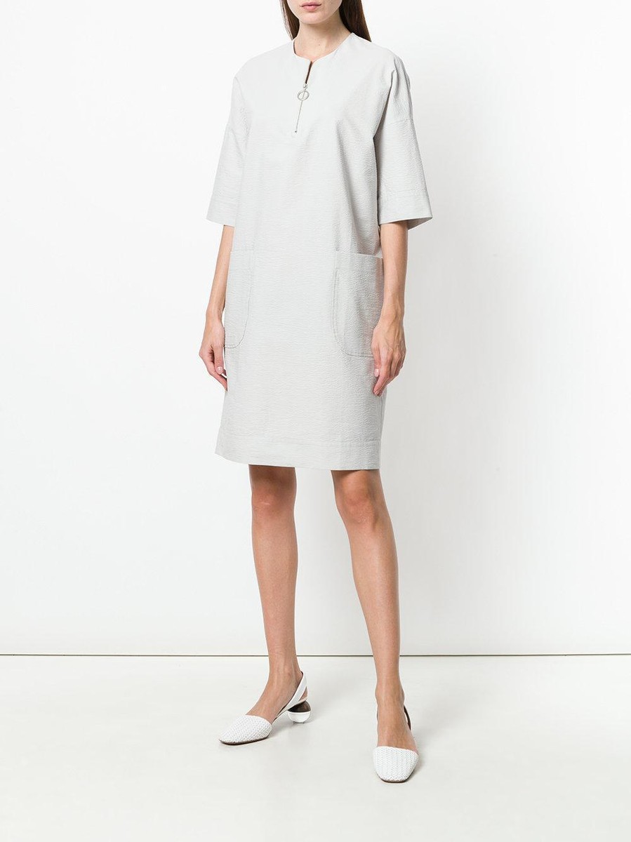 ワンピース FABIANA FILIPPI Woman Dress White ABDC02F113 21 FABIANA FILIPPI White Seersucker Textured Cotton Zip Front