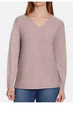 ELLA MOSS WOMEN'S V-NECK RIBBED SWEATER Pink, SIZE M NWOT