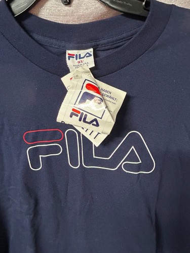 Vintage Fila 100% Cotton Long Sleeve Men's Navy Shirt Size XL Made in USA - Picture 2 of 3