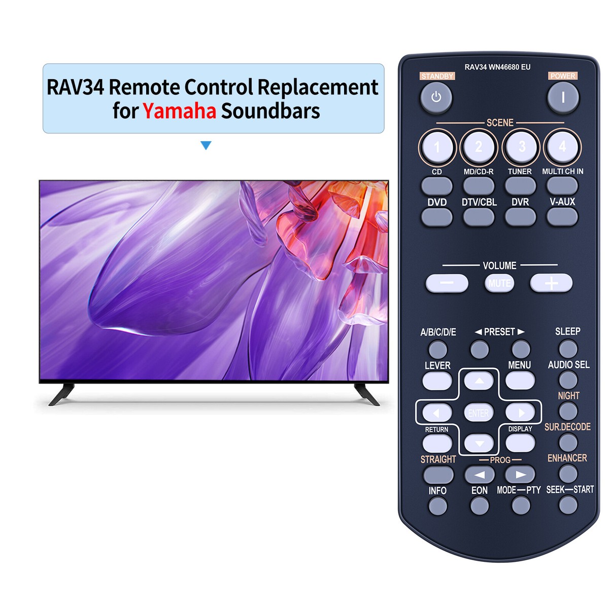 RAV34 WN46680 EU Remote Control For Yamaha RAV250 RX-V361 RX-V365