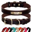 Genuine Leather Pet Dog Collar Puppy Cat Name Number Tag Engraved Chihuahua S M