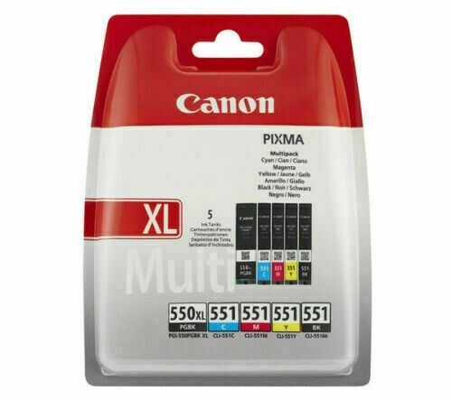 Original Canon PGI-550XL BK & CLI-551 BCMY Ink Cartridges Multipack Pixma iP8750 - Picture 13 of 24