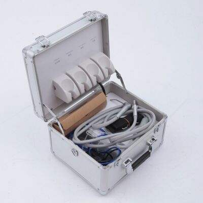4 Holes Dental Portable Delivery Unit Rolling Box Weak Suction W/ Air Compressor